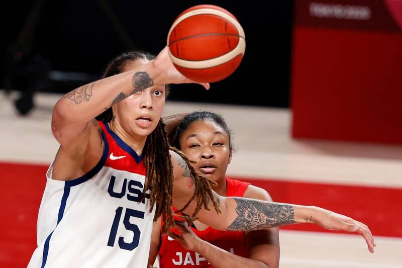 Griner in action at the 2020 Tokyo Olympics. Reuters