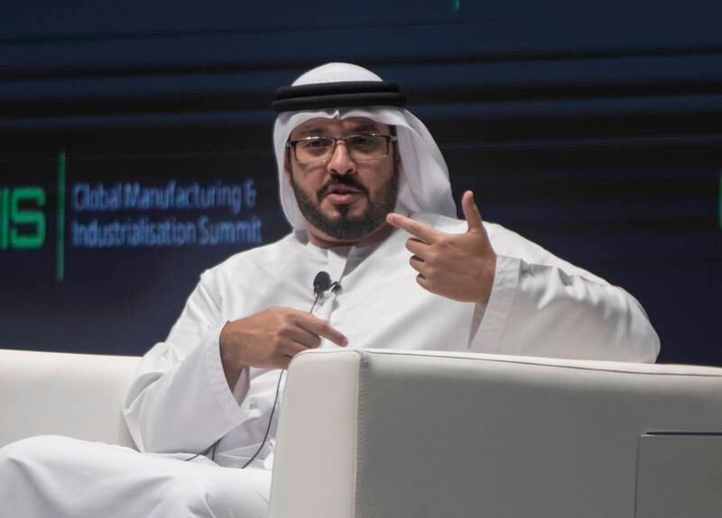 Ahmed Al Naqbi, EDB's chief executive, speaks at the Global Manufacturing and Industrialisation Summit  in Dubai. Photo: Ruel Pableo / The National