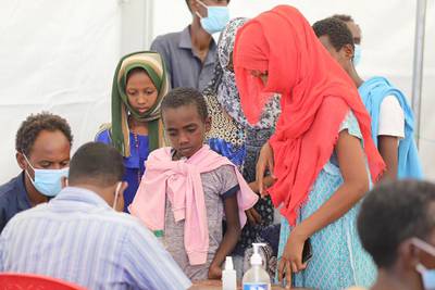 Refugees going through the registration process at the Hamdiyet reception centre. Credit : Hussein Saleh Ary