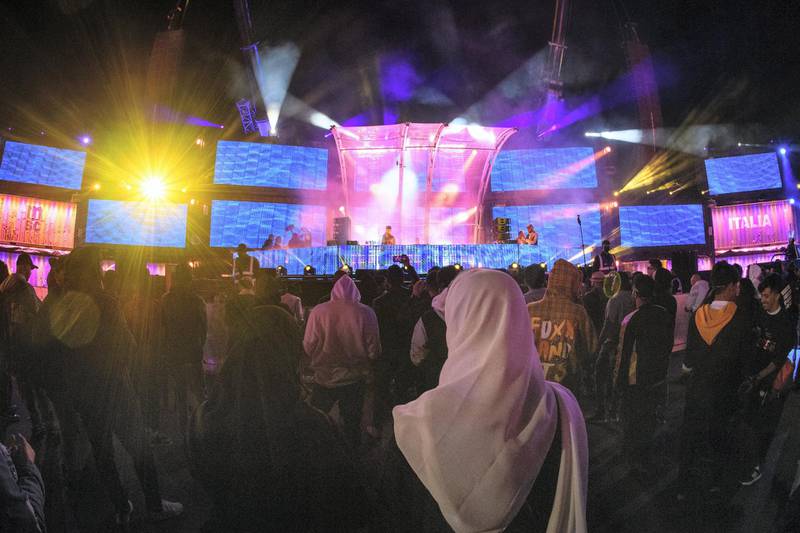The first day of the MDL Beast festival in Riyadh, Saudi Arabia. The 3-day festival includes Internationally acclaimed DJ acts such as David Guetta and Steve Aioki. Courtesy MDL Beast