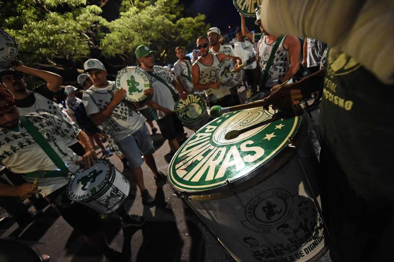 Fans of Palmeiras react after winning the Copa Libertadore. AFP
