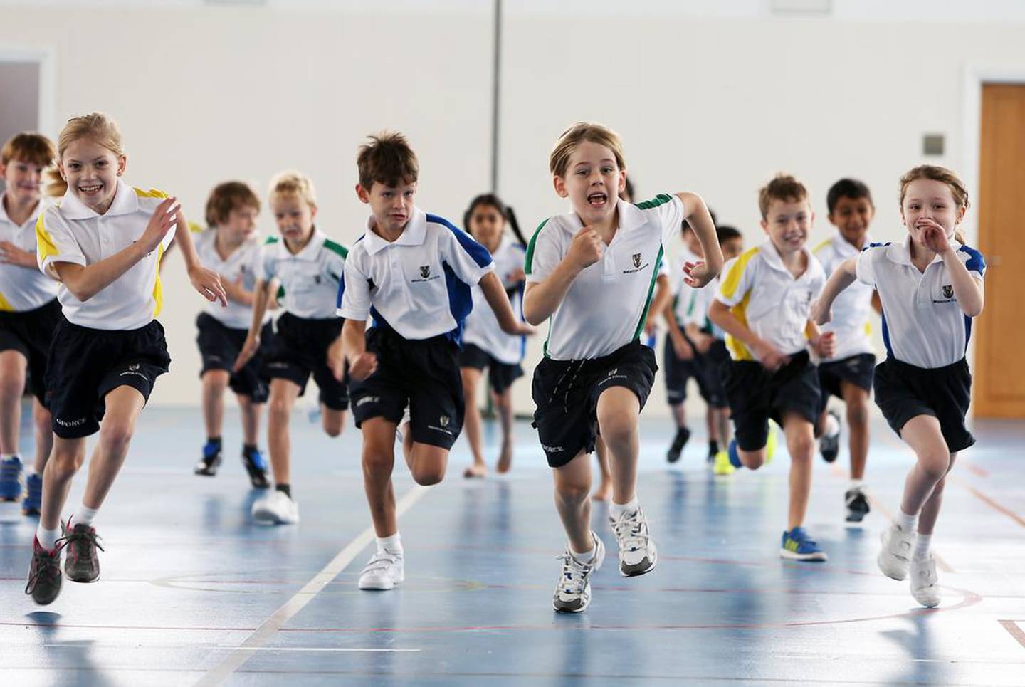 Year 3 pupils during physical education class at Brighton College Abu Dhabi. Pawan Singh / The National
