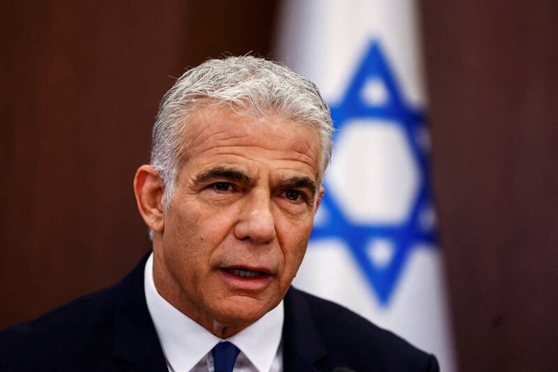 Israeli Prime Minister Yair Lapid at a cabinet meeting in July.  Reuters