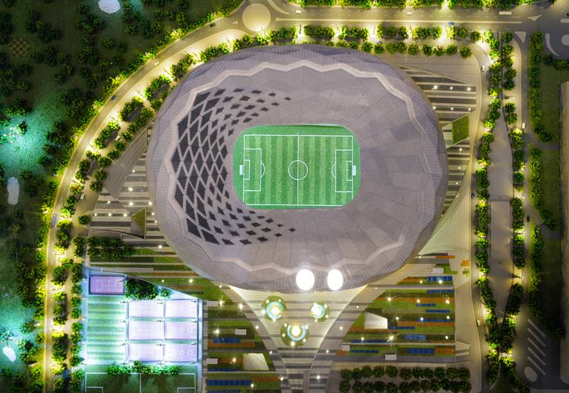 Miniature model of the Education City Stadium in Qatar. Reuters