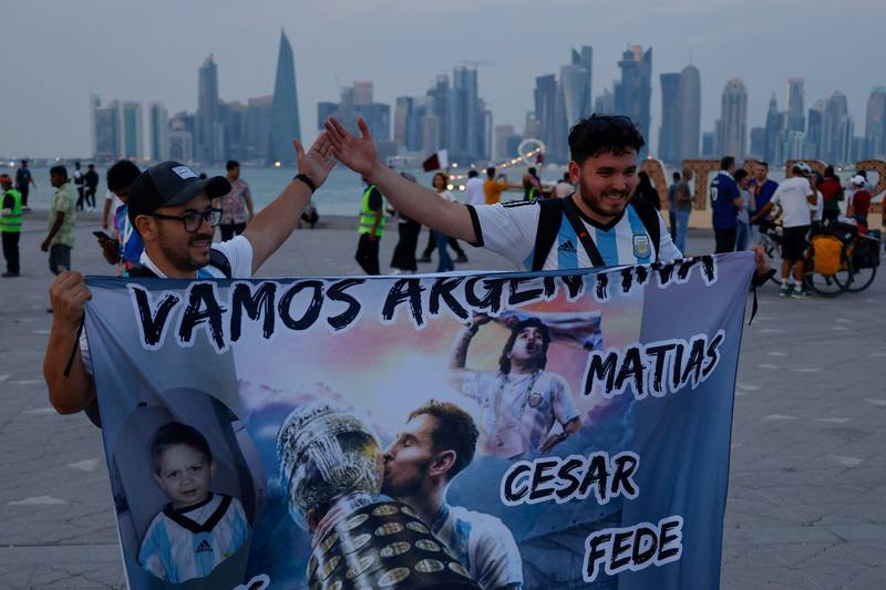 Argentina fans at the Corniche. AFP