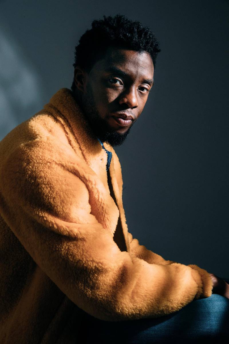 FILE - In this Feb. 14, 2018 photo, actor Chadwick Boseman poses for a portrait in New York to promote his film, "Black Panther." Boseman received two posthumous nominations from the Screen Actros Guild Awards on Thursday. Boseman, who died last August at age 43, was nominated not just for his lead performance in â€œMa Rainey's Black Bottom,â€ but also his supporting role in â€œDa 5 Bloods.â€ (Photo by Victoria Will/Invision/AP, File)