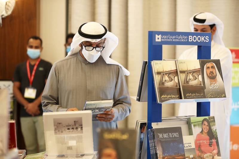 Mohammed Ahmed Al Marri, director general of Dubai's General Directorate of Residency and Foreigners Affairs, at the Emirates Airline Festival of Literature on its opening day on Thursday. Pawan Singh / The National