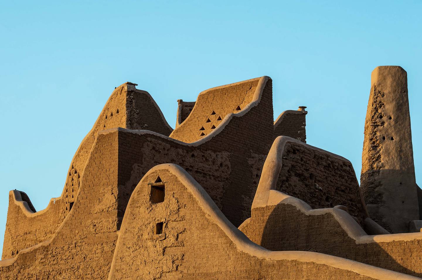 Silhouette of UNESCO World Heritage Site At-Turaif in Ad Diriyah. Photo by THAMER AL AHMADI
