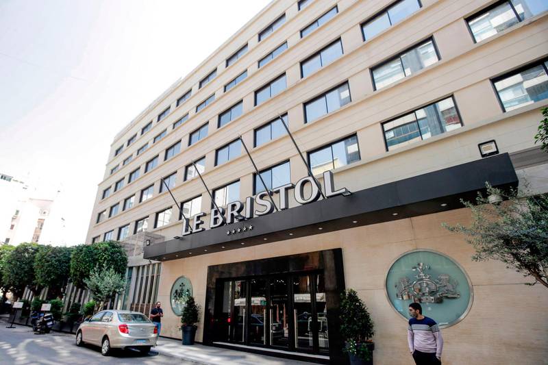The exterior of the five-star Le Bristol Hotel in west Beirut’s Hamra. The hotel was forced to close for this first time since it's opening in 1951 due to the worst financial crunch since the 1975-1990 civil war and a nationwide lockdown since mid-March because of the coronavirus pandemic. AFP
