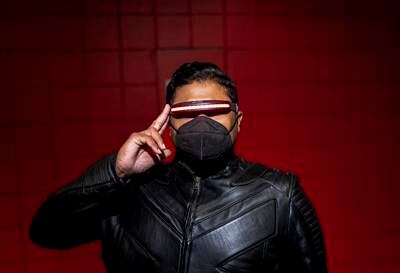 Talal Choudurry, of New York, cosplays as the 'X-Men' character Cyclops. EPA