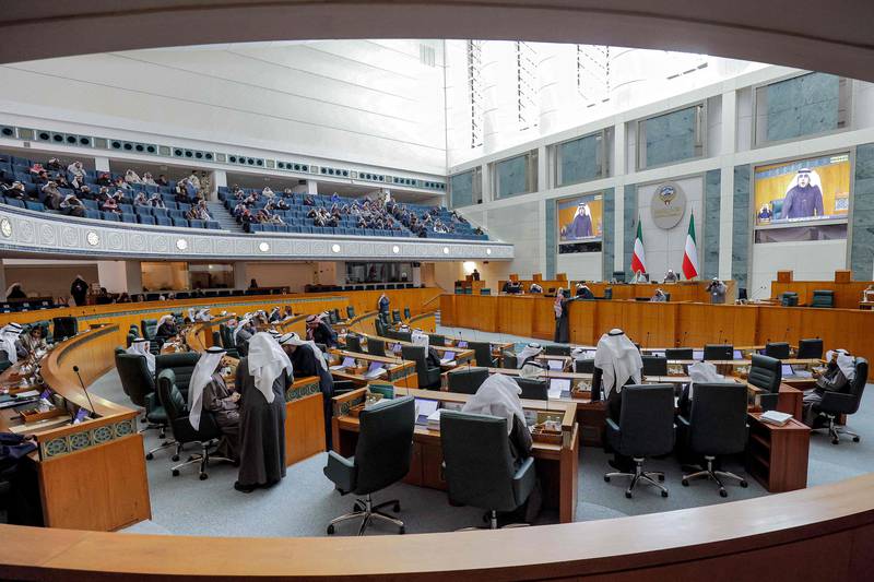 Kuwaiti politicians at a session of the National Assembly in Kuwait City on Tuesday. AFP