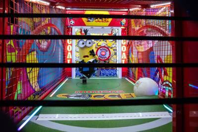 A football-inspired game inside the arcade.