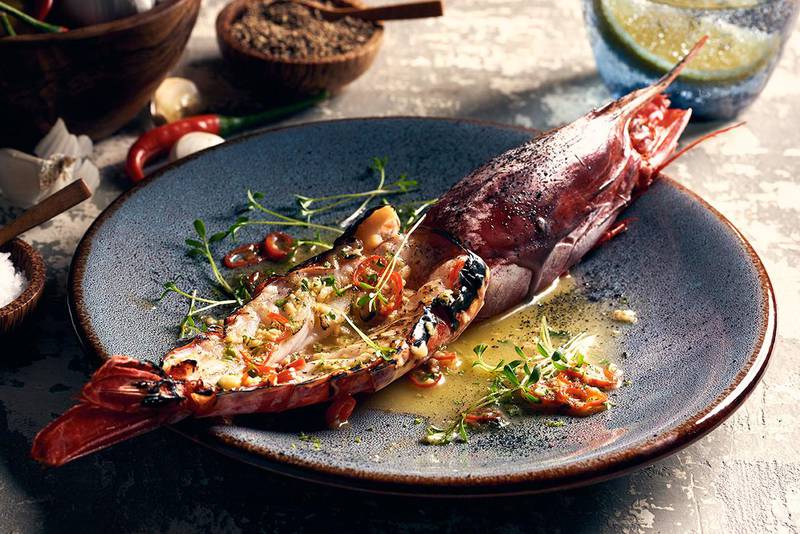 The grilled scarlet shrimp. Courtesy Mandarin Oriental