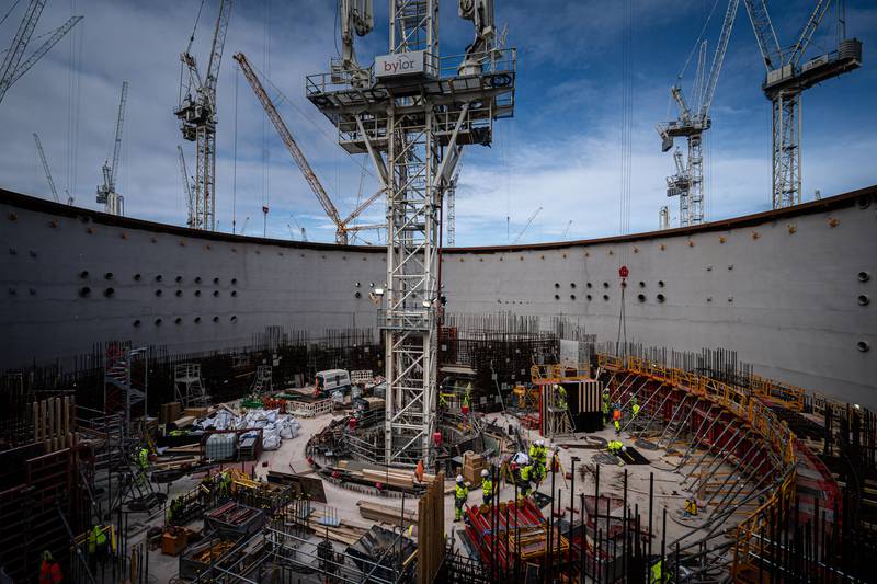 Construction work on the reinforced concrete and steel home of a reactor at Nuclear Island 1, at Hinkley Point C nuclear power plant, near Bridgwater in Somerset, England. PA