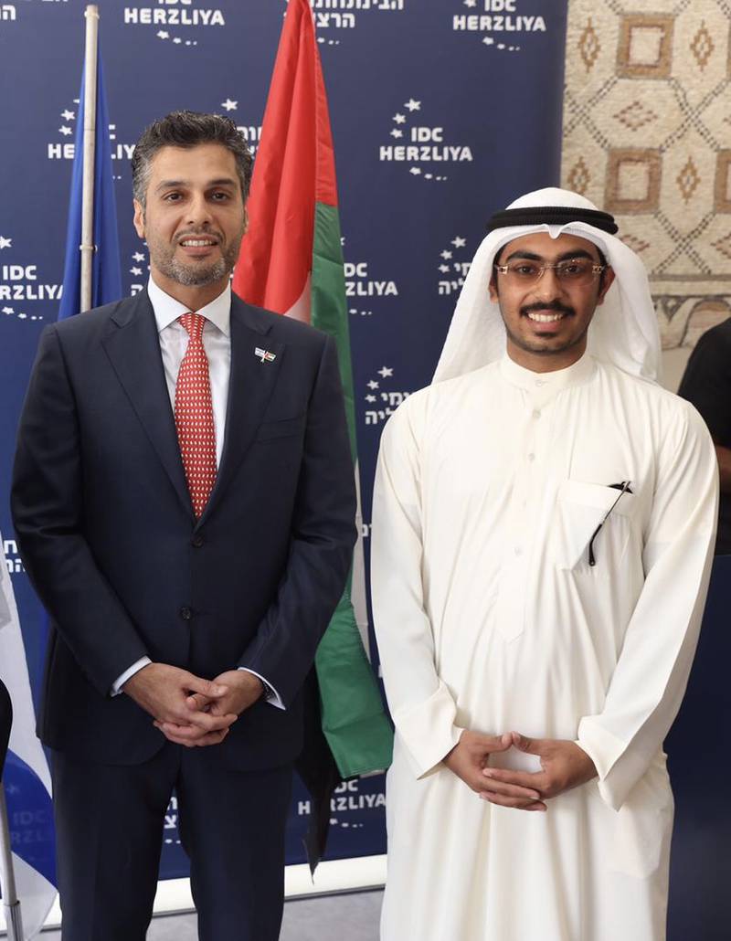 Mansoor Al Marzooqi, the first Emirati to study in an Israeli college with UAE  ambassador in Israel Mohamed AL Khaja, says the Abraham Accords gives a chance for connections between people to grow.