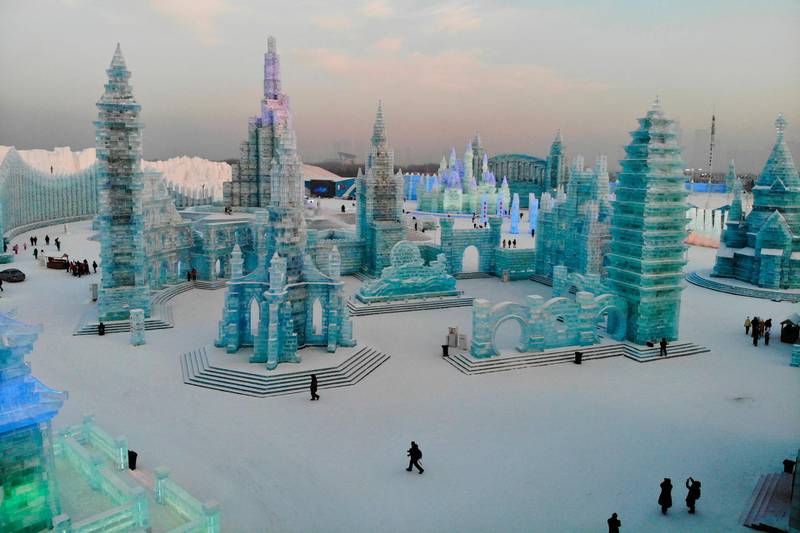 A view of some of the ice sculptures. AFP