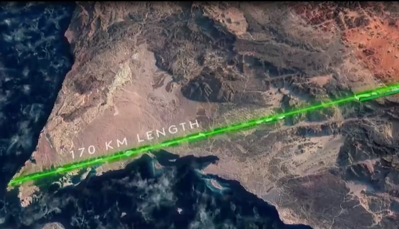 The Line is a 170km belt of hyper-connected future communities, without cars and roads, in Saudi's Arabia's new city of Neom. Photo: Neom