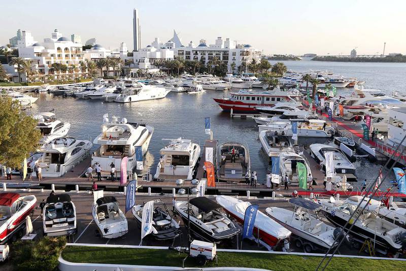 Exhibitors can choose to display their boats on land or sea, at Dh25 per foot a day on water or on land for Dh500 per bay per day, with retail space starting from Dh1,000 a day. Pawan Singh / The National