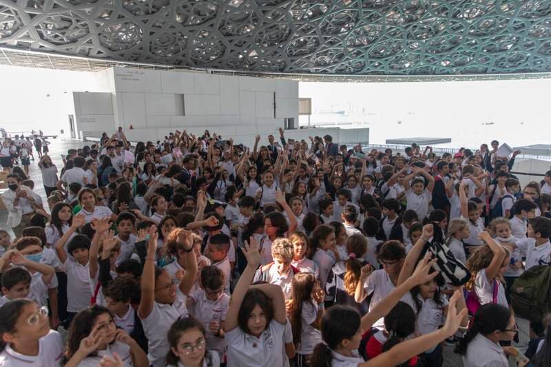 Louvre Abu Dhabi was buzzing with pupils on Monday as more than 2,600 children took over the museum for a day of hands-on learning and art exploration.
