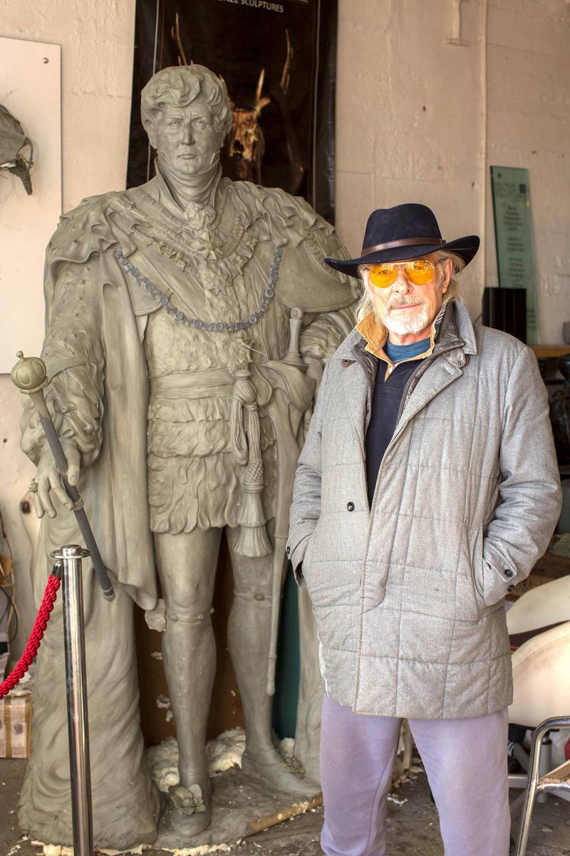 Ramsgate marina ahead of the UK leaving the EU. Dominic Grant with his scupture of King George iv which he is creating to mark the 200th anniversary of the only royal harbour in the UK.
