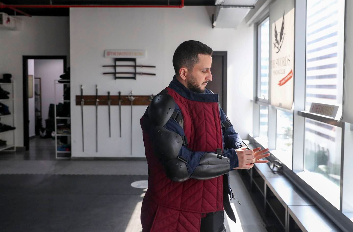 Mohammad Al Maraghi, 34, has been training at The Swords Fencing Club for six months. Khushnum Bhandari / The National
