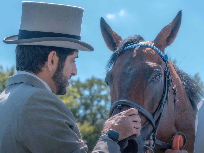 Sheikh Hamdan, Crown Prince of Dubai, attends day one of Royal Ascot at Ascot Racecourse on June 14, 2022 in Ascot, England. Photo: @faz3 / Instagram