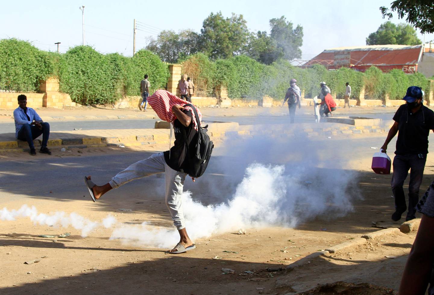 Sudanese security forces fire tear gas at protesters during a demonstration calling for civilian rule in the capital Khartoum's twin city of Omdurman. AFP