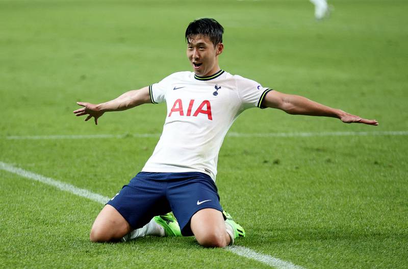 Son Heung-Min celebrates scoring Tottenham Hotspur's final goal in their 6-3 win against Team K League in the pre-season friendly in Seoul on Wednesday, July 13, 2022. Reuters