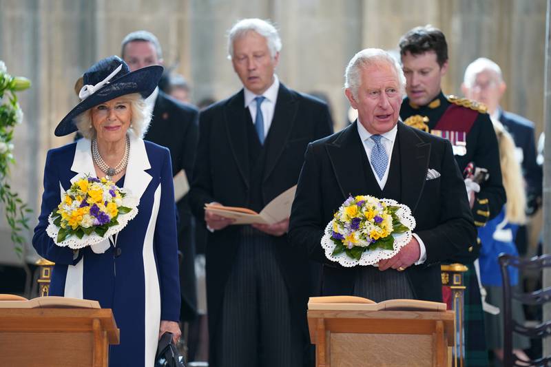Prince Charles in St George's Chapel during the service. PA