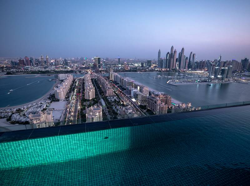 Dubai skyline from aura skypool