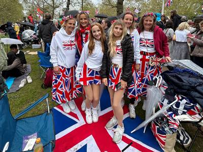 Royal fans decked out in British colours on The Mall. Laura O'Callaghan / The National