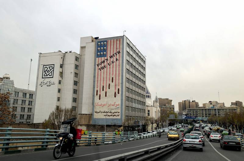 An anti-US mural in Iran's capital Tehran. AFP