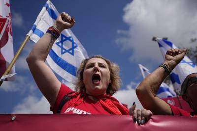 Thousands of Israelis have taken to the streets in mass protests and widespread strike action after Defence Minister Yoav Gallant was dimissed. AP