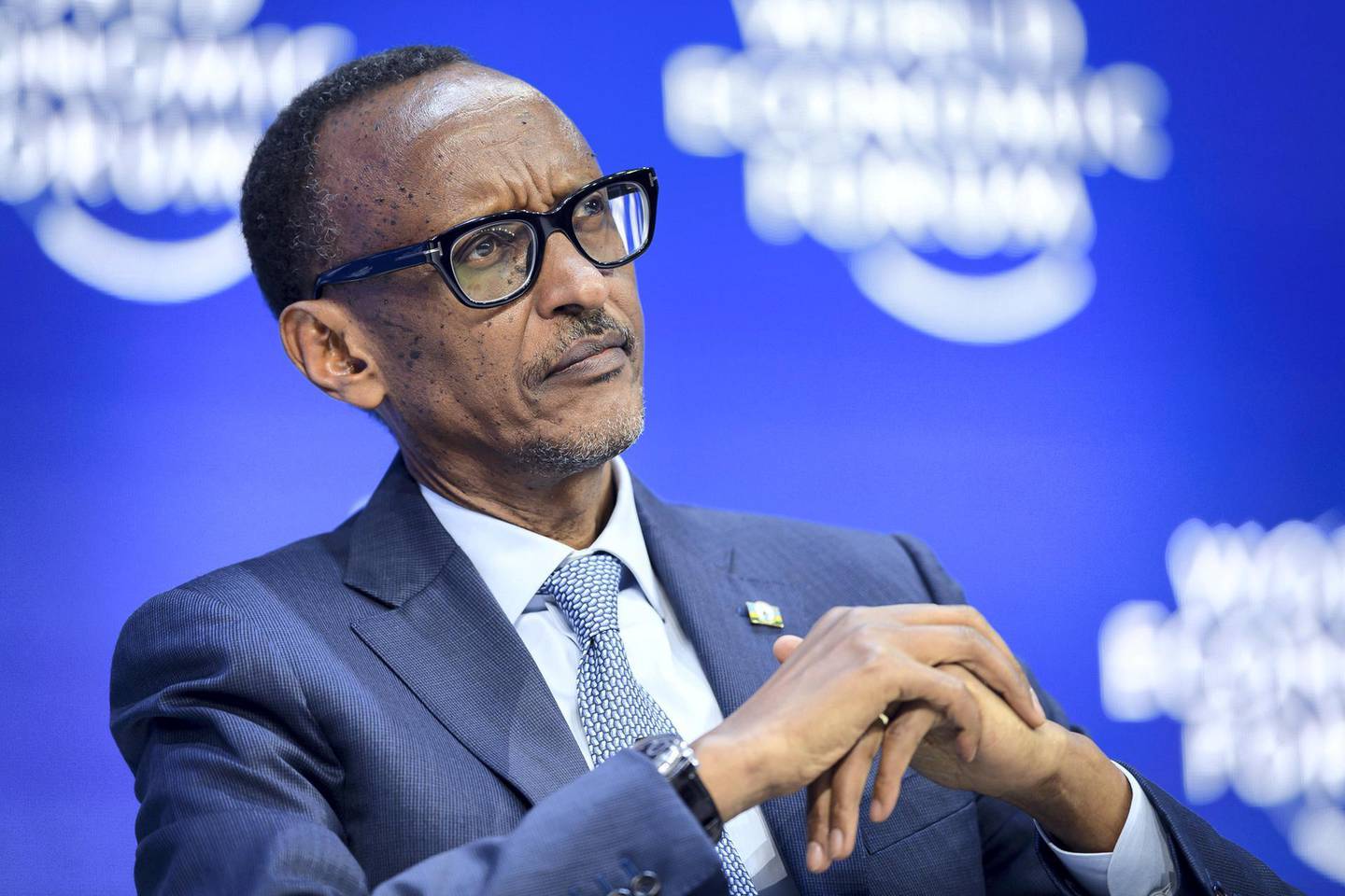 Rwandann President Paul Kagame attends a session during the World Economic Forum (WEF) annual meeting on January 24, 2019, in Davos, eastern Switzerland. (Photo by Fabrice COFFRINI / AFP)