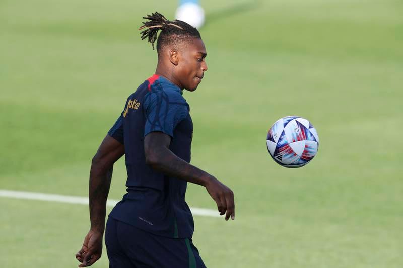 Portugal's Rafael Leao in action during a training session. EPA