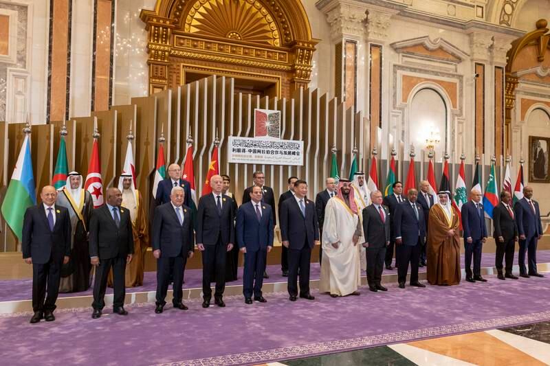 Leaders attending the China-Arab summit.
Ryan Carter / UAE Presidential Court 