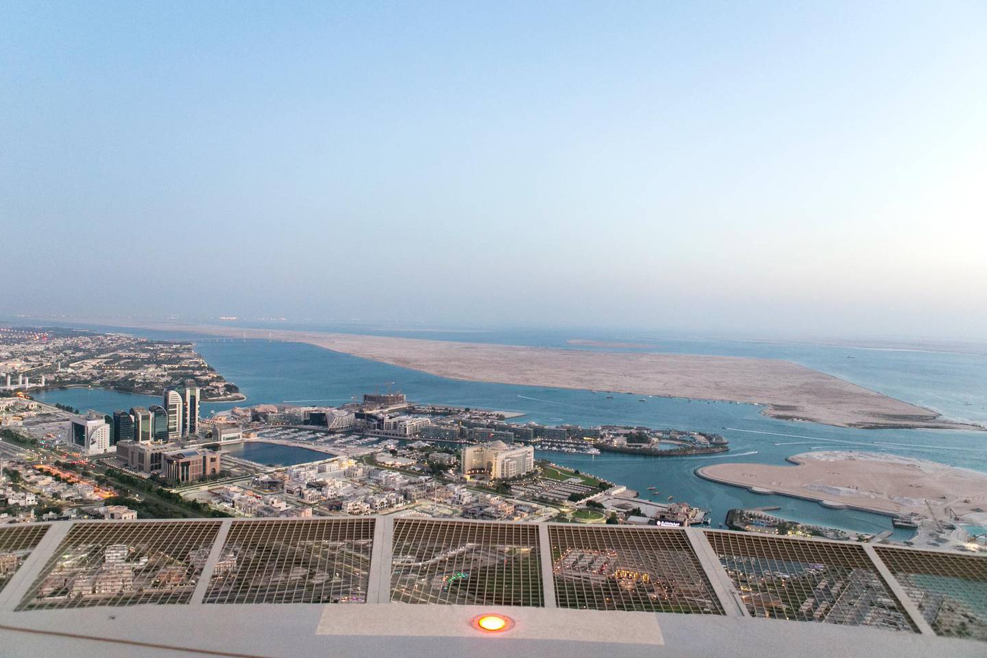 ABU DHABI, UNITED ARAB EMIRATES, 11 Nov, 2016. View from St Regis Abu Dhabi Corniche helipad. Photo: Reem Mohammed / The National  (Reporter: Melinda Healy / Section: AL) ID 97699 *** Local Caption ***  RM_20161111_STREGIS_016.JPG
