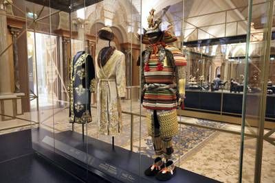 Abu Dhabi, United Arab Emirates - March 11, 2019: A Samurai Armour from Japan in the Presidential gifts room. Exclusive preview and guided tour of Qasr Al Watan, the UAEÕs new cultural landmark. Monday the 11th of March 2019 at Qasr Al Watan, Abu Dhabi. Chris Whiteoak / The National