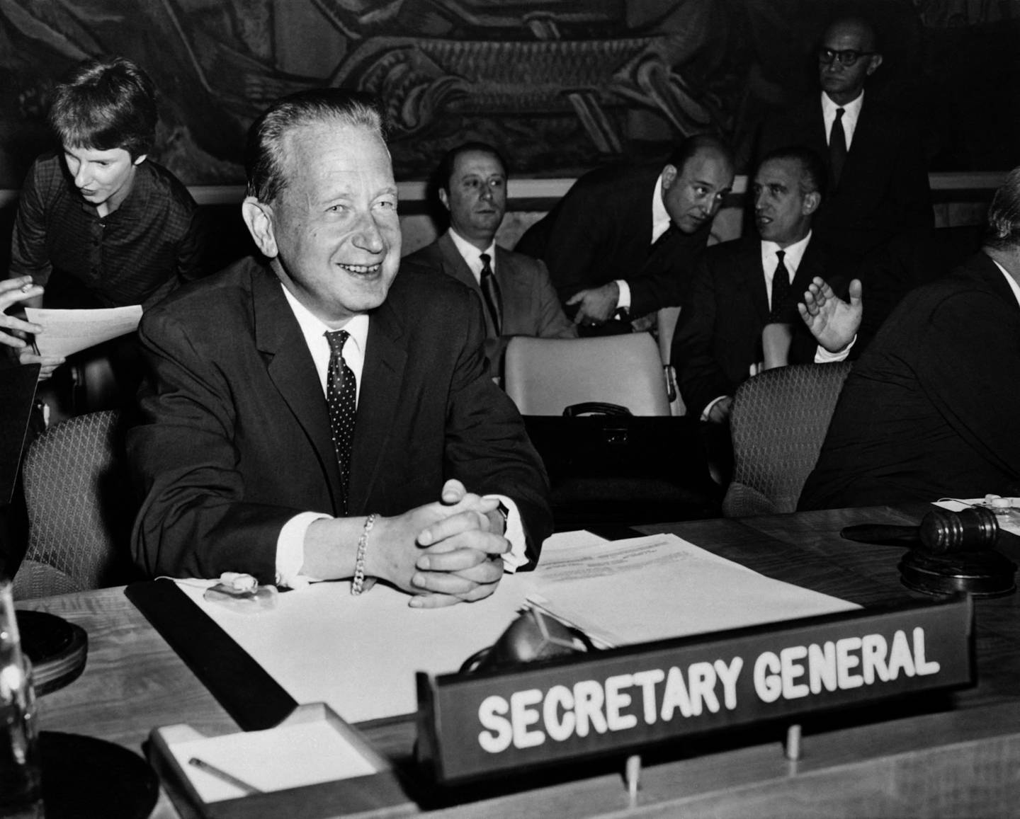 Then UN secretary general Dag Hammarskjold presides over the General Assembly in New York in 1960. AFP