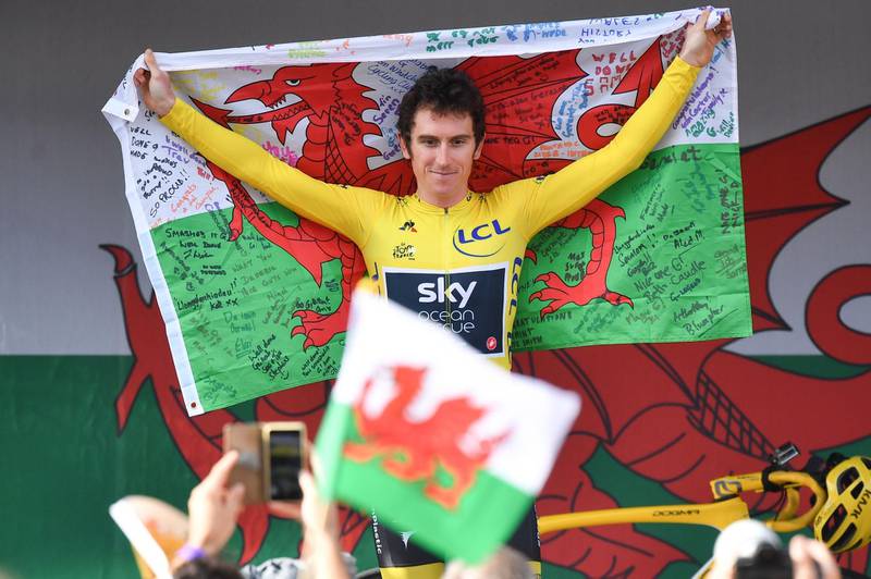 British cyclist Geraint Thomas received an OBE. AFP