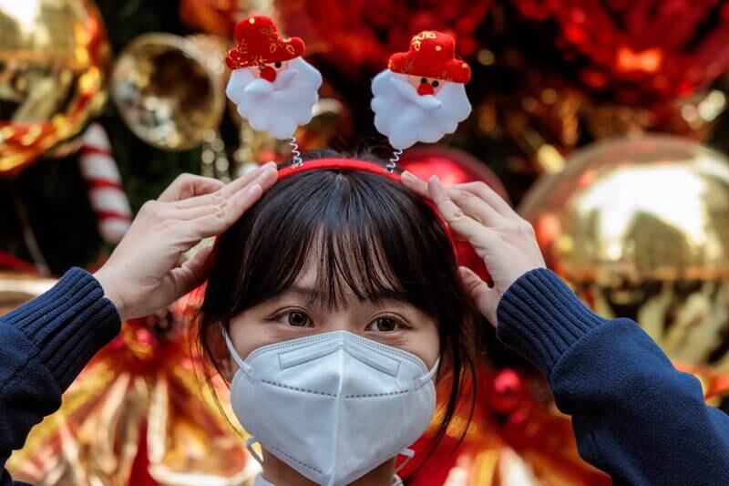 Christmas markets continue in Shanghai despite rising Covid-19 cases.  EPA