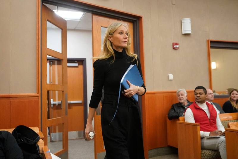 Paltrow wore all black, carrying her familiar Smythson notebook, for her penultimate day in court on March 29. AFP 