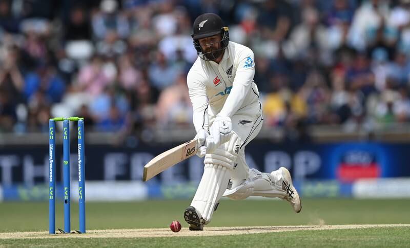 New Zealand batsman Tom Blundell knocks the ball away from his stumps on his way to an unbeaten 88. Getty 
