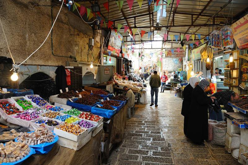 PALESTINE, NABLUS - APRIL 14 : The old souk of the city of Nablus on April 14, 2014 in Palestine. (Photo by Frédéric Soltan/Corbis via Getty Images)