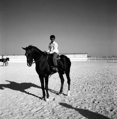 Sheikh Mohamed on horseback in the 1960s. Photo: National Archives