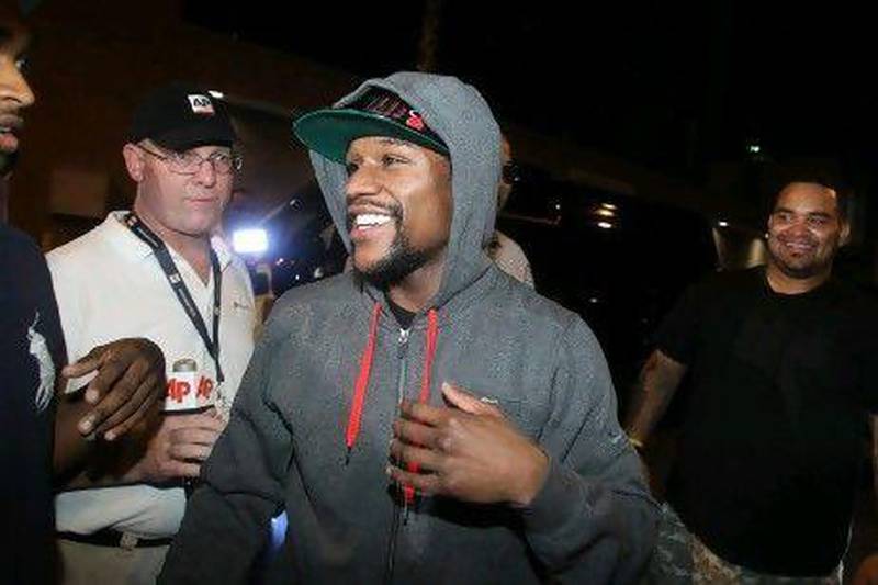 About 20 family members and friends came to receive Floyd Mayweather Jr on his release from prison in August.