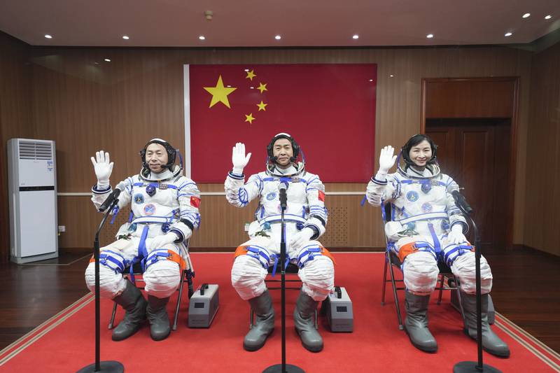 The latest crew will complete the assembly and construction of Tiangong, expanding it from a single-module structure to a three-module national space laboratory. This will comprise of the Tianhe core module and two laboratory modules, Wentian and Mengtian. Photo: Li Gang / Xinhua via AP