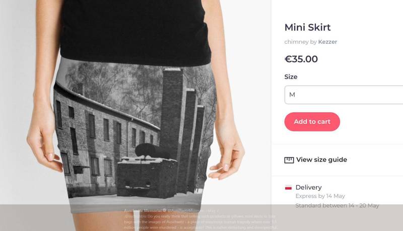 Skirt by RedBubble, featuring an image of Auschwitz