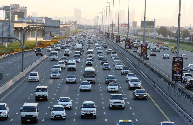 Traffic on Sheikh Zayed Road in Dubai. Pawan Singh / The National