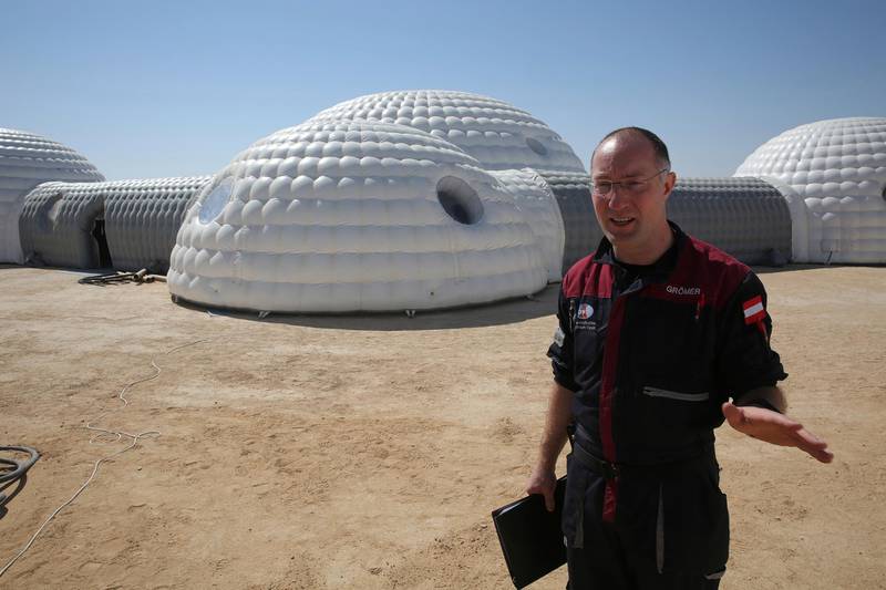 Gernot Groemer, commander of the AMADEE-18 Mars simulation mission. More than 200 space scientists from 25 countries are conducting field tests in Oman's southern deserts. Sam McNeil / AP Photo